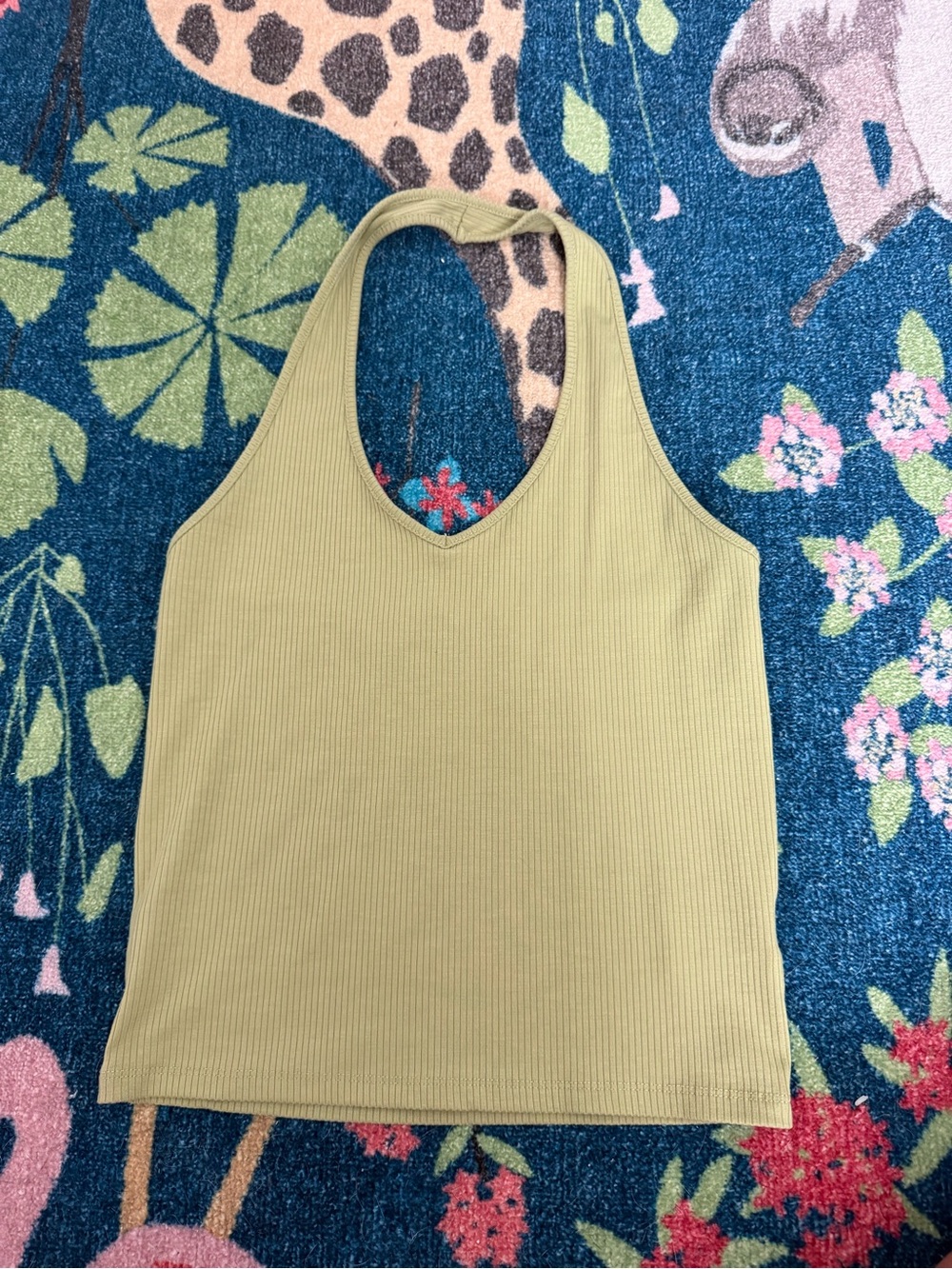 American Eagle Ribbed Halter Tank Top - Olive Green